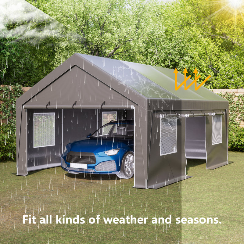 Thanaddo 13 Ft. W x 20 Ft. D Garage Heavy Duty Carport Portable Garage